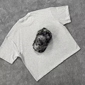 Custom Logo <b>Box</b> Tee Men's Heavyweight Cotton T-Shirt Streetwear Oversize Blank Cropped Top with Boxy Fit and <b>Drop</b> Shoulder - Product Image 2