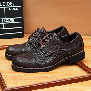Zapatos de Cuero para Hombre de Alta Calidad, Diseño Artesanal, Punta Redonda, Formales, Retro, Negros, con Cordones, que Aumentan la Estatura - Product Image 6