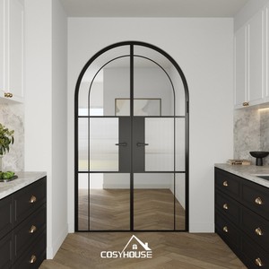 Puerta de entrada de hierro forjado moderna, diseño de pivote, puerta de entrada de Metal negro para casa de Villa, entrada principal, fabricante de puerta delantera de hierro personalizado - Product Image 4