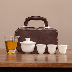 Service à thé Kung Fu en porcelaine de jade de qualité supérieure BAMBUS, style chinois moderne, avec couvercle, portable, pour voyage - Product Image 1