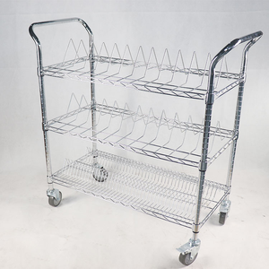 ESD SMT Carrete Rack Holder Carro de almacenamiento rodante Estante de alambre de acero cromado <span class=keywords><strong>con</strong></span> <span class=keywords><strong>ruedas</strong></span> Carro de transferencia de taller - Product Image 2