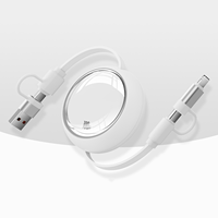 Kabel Pengisi Daya 4-in-1 yang Dapat Ditarik Ulang dengan Chip E-Marker, Pengisian Cepat Kompatibel dengan iPhone & Huawei, Logo Kustom Tersedia