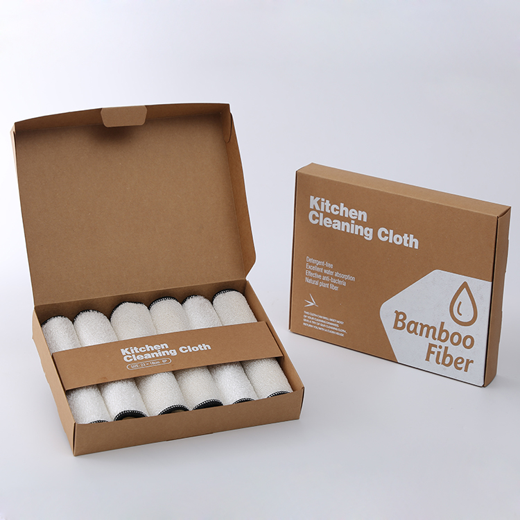 Хорошо впитывающая салфетка из 100% бамбука без моющего средства для мытья посуды с веревкой