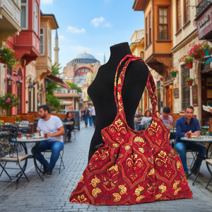 Oxford — sac plissé en tissu, authentique tissu rouge turc Oriental, de turquie - Product Image 3