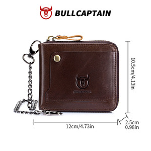 BULLCAPTAIN Retro Vintage Accordion <b>Wallet</b> <b>for</b> <b>Men</b> Large Capacity Card Slots Genuine Leather <b>RFID</b> Zipper Closure OEM ODM - Product Image 6