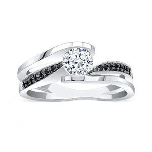 Anello da Donna a Doppio Strato Intrecciato con Pietra Scintillante, Gioiello da Dito Simmetrico alla Moda - Product Image 1