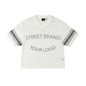 เสื้อยืดตาข่ายพิมพ์ลายกราฟิกตามสั่ง ระบายอากาศได้ดี สไตล์สตรีทแวร์ ฮิปฮอป เสื้อกีฬาแนววินเทจสไตล์อเมริกัน เสื้อฟุตบอลตาข่ายสำหรับผู้ชาย - Product Image 3