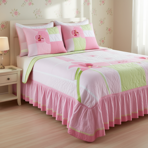 Ensemble de couette Priscila King Size, motif floral, 4 pièces, style princesse, volants, literie pour la maison, toutes saisons - Product Image 2