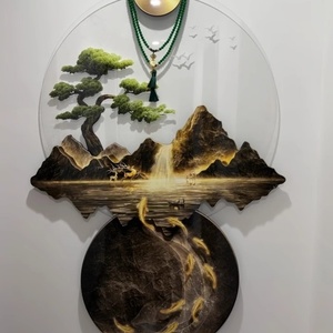 Arte Mural Personalizado al por Mayor, Pintura UV de Lujo para Dormitorio, Pintura Moderna de Paisajes en Porcelana de Cristal, Pintura Decorativa con Luz LED - Product Image 5