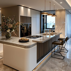 Armoire de rangement de cuisine en bois sur mesure <span class=keywords><strong>Allure</strong></span>, en panneau mélaminé durable MDF, comptoir de bar, prête à assembler - Product Image 3