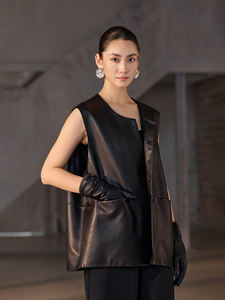 <span class=keywords><strong>Gilet</strong></span> en cuir de mouton tempérament simple de style européen et américain <span class=keywords><strong>gilet</strong></span> de <span class=keywords><strong>grande</strong></span> <span class=keywords><strong>taille</strong></span> polyvalent noir - Product Image 6