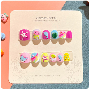 <span class=keywords><strong>Faux</strong></span> ongles en ABS de petite taille à la mode pour enfants, embossés, à presser, couvrant entièrement, motif de dessin animé, 12 pièces, pointes d'ongles pour - Product Image 2