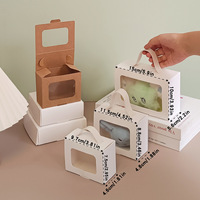Boîte cadeau portable en papier kraft réutilisable avec poignée et fenêtre transparente au design créatif pour l'affichage de bonbons/biscuits, idéale pour les fêtes et les événements spéciaux