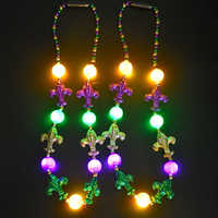 Gloeiende Feestversieringen Led Light Up Fleur De Lis Ketting Mari Gras Kralen Led Flitsende Party Ketting