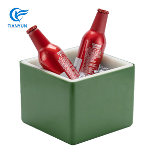 Hot bán biểu tượng tùy chỉnh vuông PS nhựa Xô đá xách tay Sâm banh Xô đá với nắp - Product Image 2