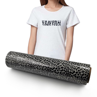Tessile HTV Flex vinil Della Stampa Del Leopardo Animale di Ferro Su Vinile DELL'UNITÀ di elaborazione Metallic Pellicola di Trasferimento del Calore HTV per Abbigliamento