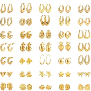 Pendientes de botón geométricos vintage impermeables de oro PVD de 18K, dijes de corazón de acero inoxidable al por mayor para la fabricación de joyas - Product Image 3