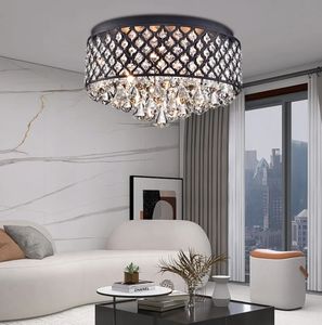 New Style American Style Fixture Lamp Black Led Round Luxury Crystal Raindrop Ceiling <b>Light</b> <b>for</b> Living <b>Room</b> - Product Image 4
