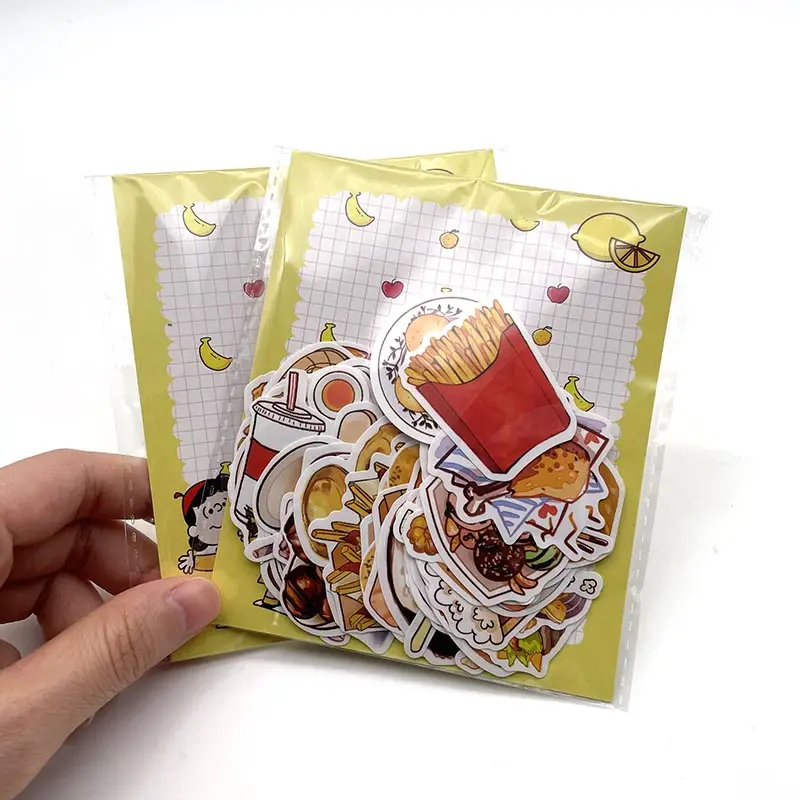 Pack de logo design personnalisé autocollants en vinyle dans un poly sac avec carte d'en-tête