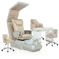 Meubles de salon de manucure professionnels de luxe en gros, table de manucure et fauteuil de pédicure combinés avec spa pour les pieds sans tuyauterie