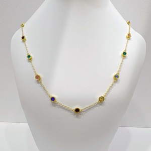 custom plata 925 sterling silver rose gold minimalist <b>necklace</b> dainty colorful stone popular summer ladies fine beaded <b>necklaces</b> - Product Image 4