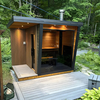 Sauna extérieur de luxe en bois massif et salle de vapeur humide/sèche à infrarouge lointain pour le commerce transfrontalier