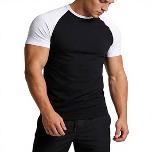 Camiseta Deportiva Casual para Hombre, Cuello Redondo, Manga Raglán, Corte Regular, Color Negro y Blanco, Tejido de Punto, Diseño Ecológico - Product Image 5