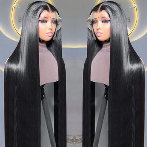 Cheveux brésiliens Remy lisses 13x6 HD pour perruques à dentelle frontale sans colle, brun clair, longueur longue, densité 130%-180%, perruques de luxe - Product Image 1