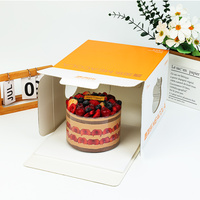 Boîte à gâteau personnalisée avec logo, en carton alimentaire avec poignée, pour mariage, banquet, anniversaire, boîte cadeau portable avec fenêtre en PET