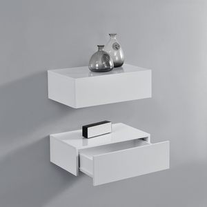 46X30X15 Cm Blanco Juego de 2 Estantes Flotantes de Pared de Madera <span class=keywords><strong>Con</strong></span> Cajón <span class=keywords><strong>Estante</strong></span> de Almacenamiento de Pasillo - Product Image 1