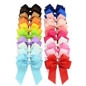 Lazos de cinta de grogrén de alta calidad de 4 pulgadas de Color liso hechos a medida con Clips, lazo de pelo con molinete para niña, accesorios para el cabello para niños - Product Image 1