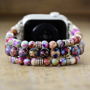 Correa de Reloj Apple con Cuentas de Piedra Natural, Correa Elástica de Color Monet Picasso, Accesorio de Moda para Reloj Inteligente Apple - Product Image 1