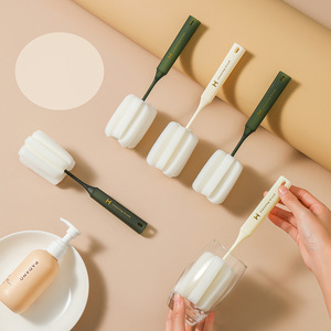 แปรงล้างแก้วแบบถอดได้ ฟองน้ำ PP ด้ามยาว แปรงทำความสะอาดสำหรับขวด แก้วไวน์ กาน้ำชา - Product Image 1