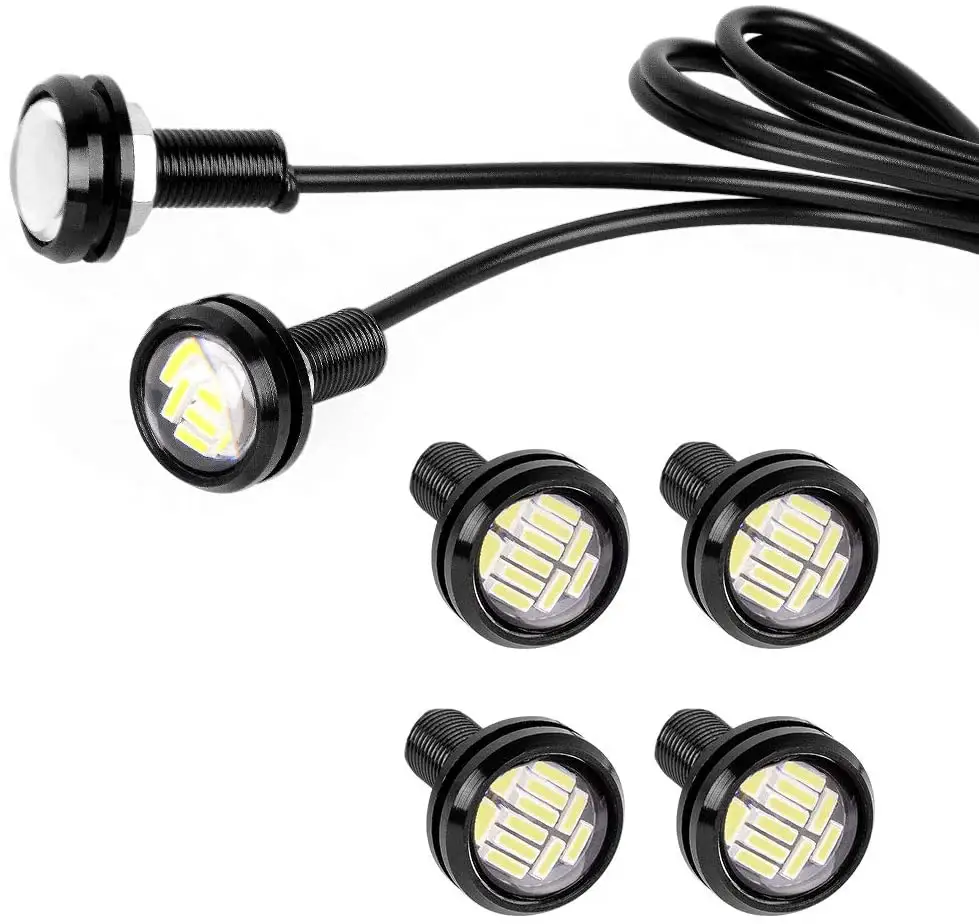 Ojo de águila cob chips led drl niebla luz estroboscópica flash led 23mm, 18mm, mm 12v 24v impermeable luz de advertencia de luz diurna para coche