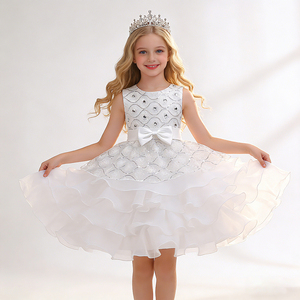 Vestido de Princesa con Volantes y Lazo para Niñas Grandes, Hecho a Medida, para Fiestas y Eventos Formales, Venta al Por Mayor - Product Image 1