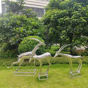 Europe And America Stainless Steel Deer Sculpture 800mm L Mirror Finish Artistic Garden Office Decoration - Product Image 3