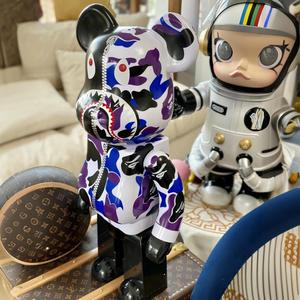Bearbrick 1000% Action Figure Artigianale in Plastica Orso Squalo Mimetico Ornamenti Bambola a Blocchi - Product Image 5