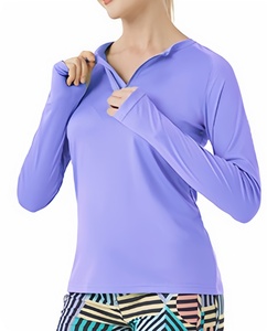 Chemises de randonnée à fermeture éclair 1/4 pour femmes, vêtements de sport, protection solaire UPF50+, séchage rapide, manches longues, personnalisables - Product Image 6