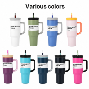 40oz Vacuum Insulated Tumbler with Handle Straw Lid Stainless Steel Custom Logo Bulk Travel Cup - Product Image 2