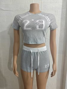 Viviblook Z621ST03 femmes vêtements d'été Sportsuit à manches courtes haut court Shorts ensemble deux pièces ensemble survêtement - Product Image 3