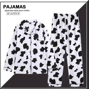 Nuevo Pijama Transpirable con Estampado de Puntos para Mujer, Estilo Coreano, Manga Larga, Cuello Solapa, Pantalones Largos, Talla Grande, Otoño-Invierno - Product Image 4