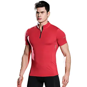 Kemeja Polo Golf Ritsleting Slim Fit Pria, Blus Olahraga Fashion Kerah Lengan Pendek