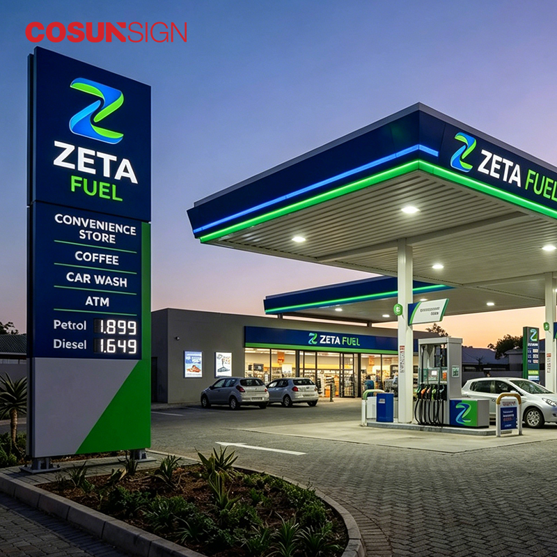最先端のガソリンスタンド用のキャノピー看板ソリューションでビジネス
