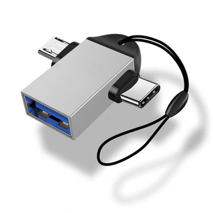 Adaptateur <span class=keywords><strong>USB</strong></span> 3.0 vers <span class=keywords><strong>Type</strong></span> <span class=keywords><strong>C</strong></span> Micro <span class=keywords><strong>USB</strong></span> OTG 2 en 1 en alliage d'aluminium, charge rapide, synchronisation des données, convertisseur pour téléphone portable - Product Image 1