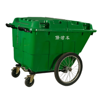 Bac de rangement rectangulaire en PP écologique de 400 L avec pédale et chariot à ordures à 2 roues pour usage extérieur en hôtel