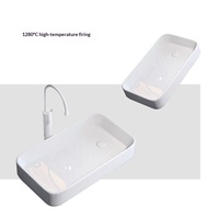 Évier de comptoir en céramique blanche 8124-50 avec vidange latérale 500x340mm, lavabo de salle de bain à poser sur le comptoir