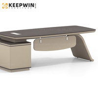 Bureau exécutif en forme de L Manager Boss CEO avec armoire latérale de rangement Table de mobilier de bureau moderne