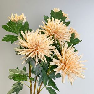 Chrysanthème artificiel en soie à trois têtes, motif griffe de crabe, <span class=keywords><strong>pour</strong></span> décoration intérieure et matériel de pose sur piquet - Product Image 4