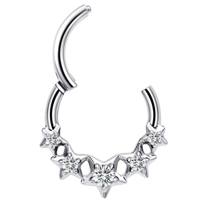 Histoires de piercing ASTM F136 Titanium Star Shaped CNC Set CZ Hinged Segment Clicker Ring Piercing - Product Image 2