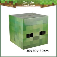 Untuk Steve Enderman Creeper Model Block Man karakter kertas tutup kepala dapat disesuaikan Logo untuk anak laki-laki dan perempuan